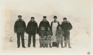 Image of Connors, Gushue, Wardwell, Percy, Scott, Kokotcheeah and 3 Eskimo [Inughuit]  boys